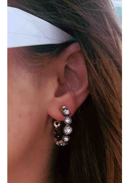 Zirkon Taşlı Antik Halka Küpe modelleri