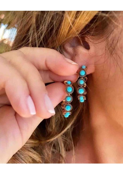 Turkuaz Antik Halka Küpe