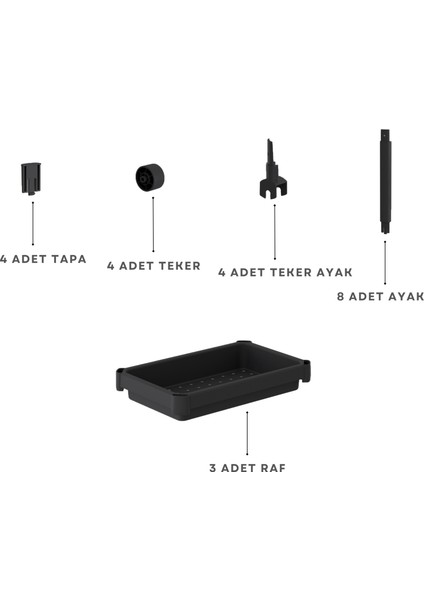 Slim 3 Katlı Tekerlekli Çok Amaçlı Banyo & Mutfak Düzenleyici Raf modelleri