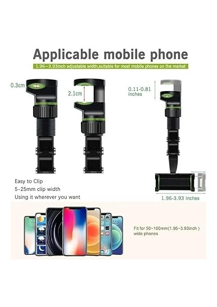 Dikiz Aynası, Koltuk Arkası, Çalışma Masası Telefon Tutucu, Standart, Iphone, Samsung, Xiaomi, Huawei Uyumludur, 360 Dönebilen Çok Fonksiyonlu Akrobat Telefon Tutucu modelleri