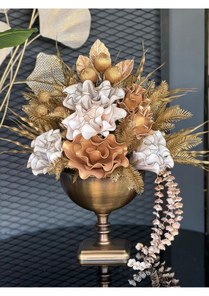 Yapay Çiçekli Antik Kare Ayaklı Vazo No:8