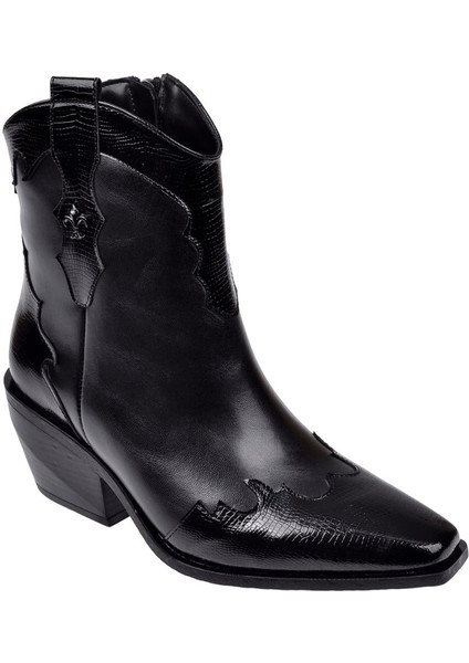 Kısa Western Kadın Topuklu Bot SMS-58151 Siyah