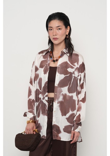 Kadın Büyük Çiçek Desenli Oversize Gömlek fiyatları