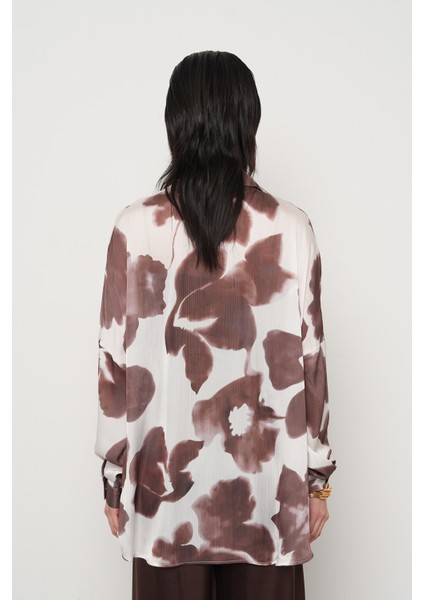 Kadın Büyük Çiçek Desenli Oversize Gömlek indirimleri