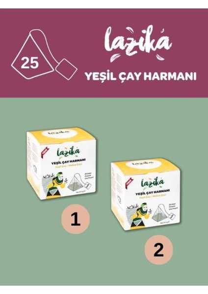 (2'li Set) Yeşil Harman Yeşil Çay& Melisa (2*37,5 G)- 25'li Pla Piramit Poşet, Antioksidan Kaynağı