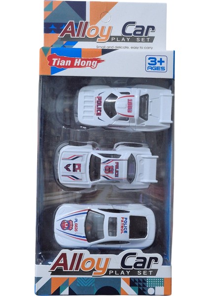 3'lü Metal Araba Seti (Itfaiye, Polis, Inşaat)