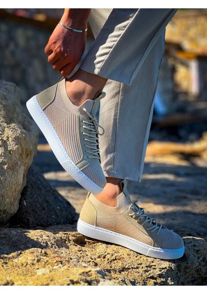 KB-112 Kuback Bej Triko Bağcıklı Günlük Erkek Ayakkabı modelleri