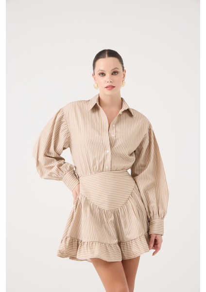 Korse Görünümlü Mini Ashley Elbise Bej fiyatları