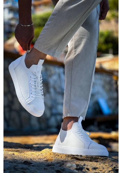 KB-112 Kuback Beyaz Triko Bağcıklı Günlük Erkek Ayakkabı modelleri