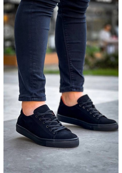 KB-122 Kuback Siyah Süet Siyah Yüksek Taban Bağcıklı Günlük Erkek Ayakkabı