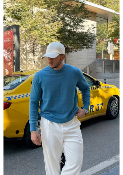 Acton Erkek %100 Organik Pamuk Bisiklet Yaka Triko Kazak