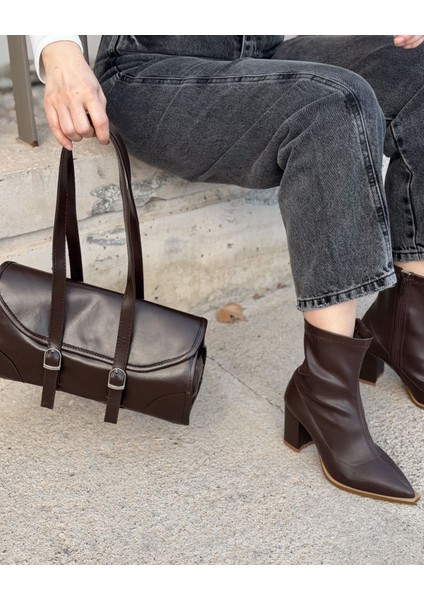 Selvora Streç Mat Deri Kahverengi Kadın Bot fiyatları