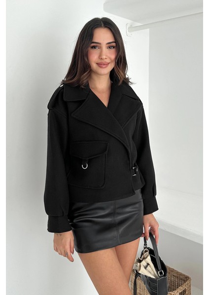 Kaşe Cep Detaylı Mont Siyah fiyatları