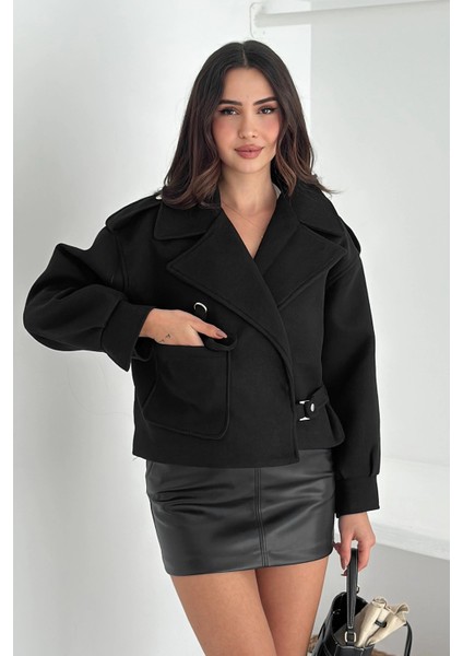 Kaşe Cep Detaylı Mont Siyah modelleri