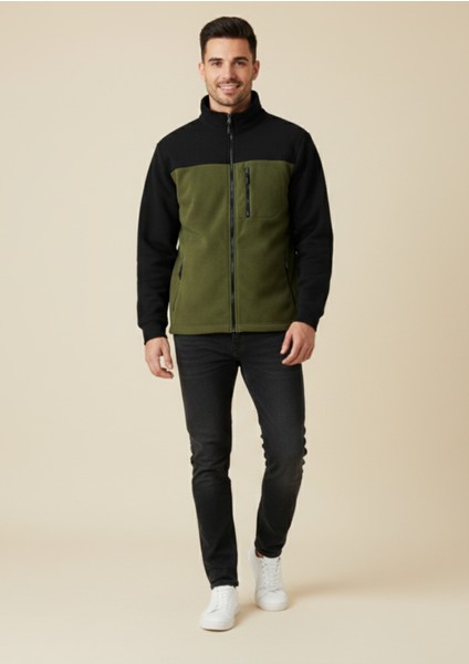 Erkek Polar Ceket Gömlek Yaka Fermuarlı Kaliteli Mevsimlik Polar Ceket