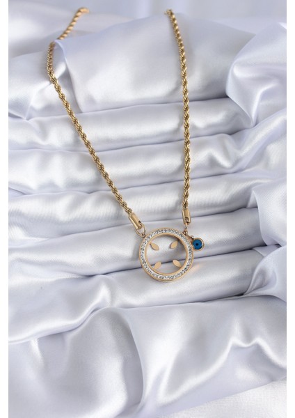 316L Çelik Gold Renk Burgu Zincir Altın Takılabilen Model Zirkon Taş Detay Kadın Kolye - TJ-BKO7784 fiyatları