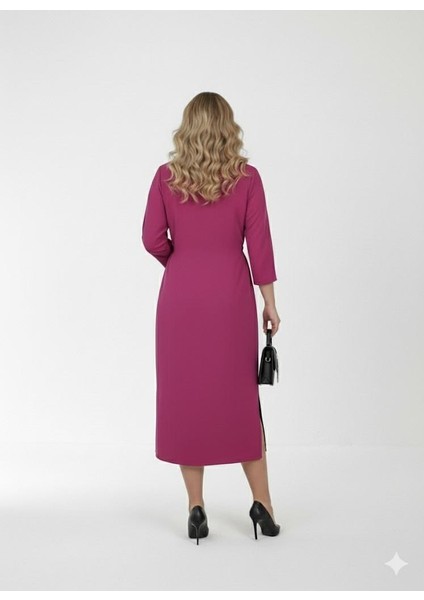 Kadın Büyük Beden Gömlek Yaka Bağlamalı Elbise 5399-26 modelleri