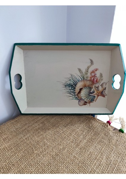 Elaca Ahşap Deniz Kabuğu Desenli Çay Kahve Sunumluk Tepsi fiyatları