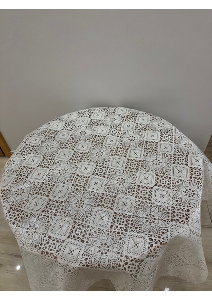 Şeffaf Desenli Masa Örtüsü YUVARLAK137 Cmçapında