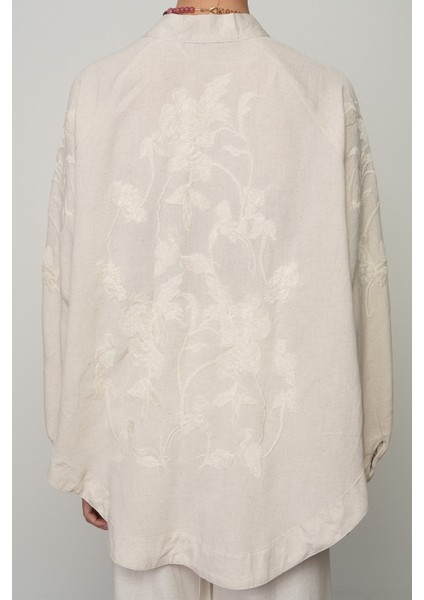 Kadın Arkası Nakış Işlemeli Natur Kimono fiyatları