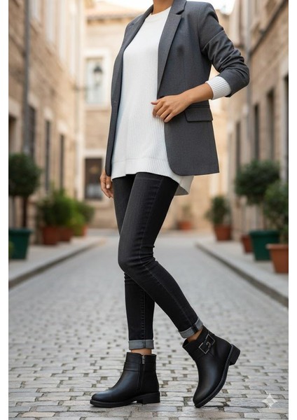 54910 Rahat Sıcak Astar Toka Detaylı Kısa Kadın Bot fiyatları