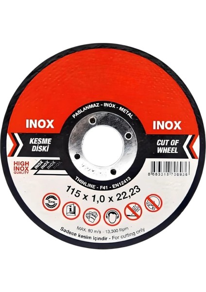 Inox Metal Kesici Kesme Diski 115X1,0X22,23 mm Ince Taş Spiral Demir Kesici Disk (25 Adet) fiyatları