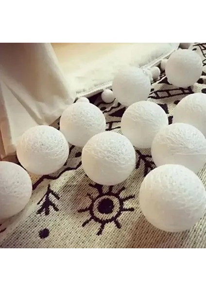 2m 10'lu Işıklı Beyaz Top Dekoratif Süs fiyatları