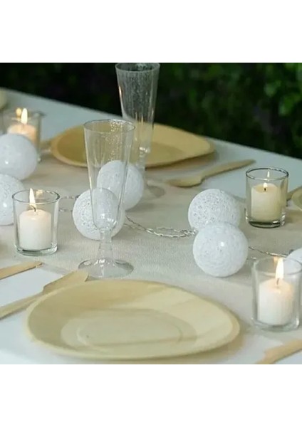 2m 10'lu Işıklı Beyaz Top Dekoratif Süs modelleri