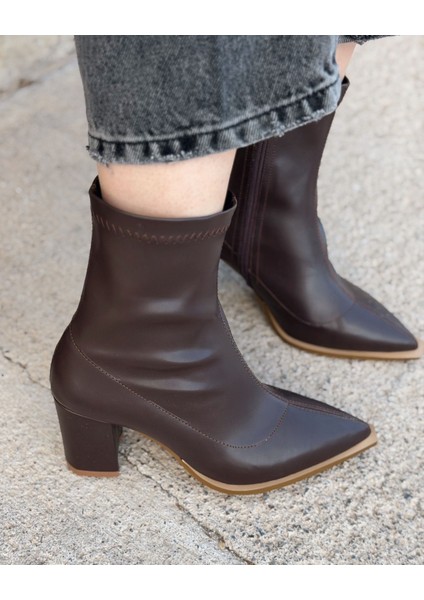 Selvora Streç Mat Deri Kahverengi Kadın Bot fırsatları