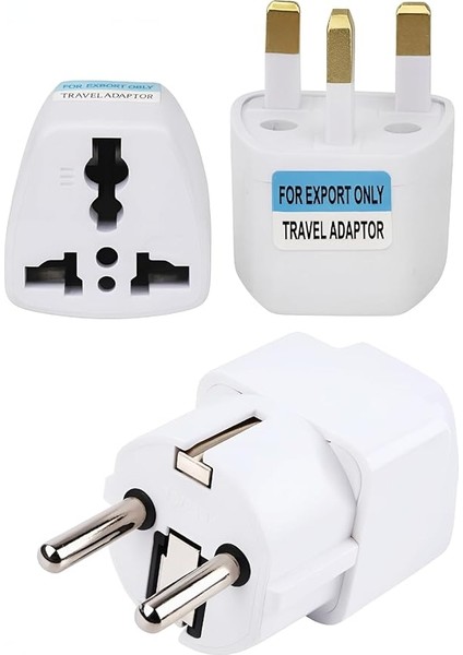 Uluslararası Seyahat Adaptörü 2’li Set, Tip C Avrupa + Tip G Ingiltere Adaptör Fişi, 150+ Ülke Uyumu, Çoklu Uç Fiş Desteği, Hac/umre/abd/ab/ingiltere/avustralya Priz Dönüştürücü