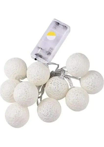 2m 10'lu Işıklı Beyaz Top Dekoratif Süs indirimleri