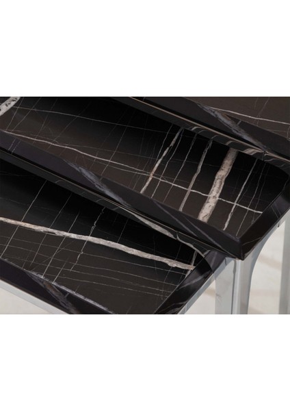 Amore 3'lü Zigon Sehpa Siyah / Krom fiyatları