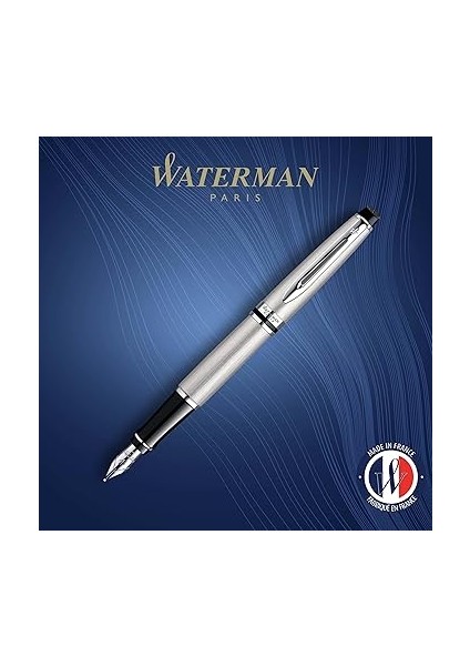 Expert Paslanmaz Çelik Krom Tasarımlı Dolma Kalem, Orta Kalınlıkta Uç, Mavi Mürekkep fiyatları