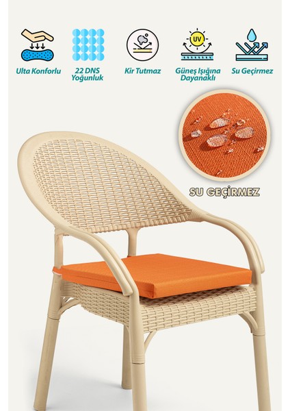 Su Geçirmez Sandalye Minderi Fermuarlı Bağcıklı 22 Dns Sünger