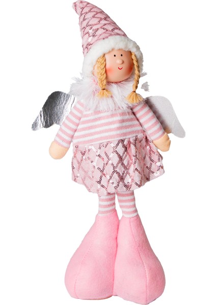 Yılbaşı Süsü, Ayakta Kanatlı Peri Figürü, Şerit Kazaklı- Pembe Etekli