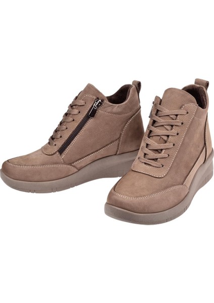 Hakiki Deri Dolgu Taban Nubuk Kadın Bot BEE-375 Kum Nubuk fırsatları