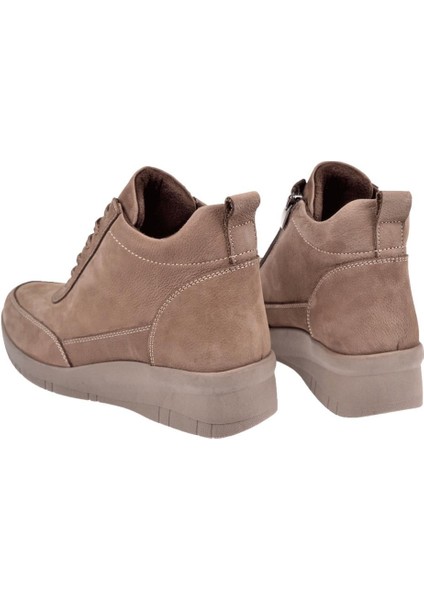 Hakiki Deri Dolgu Taban Nubuk Kadın Bot BEE-375 Kum Nubuk indirimleri