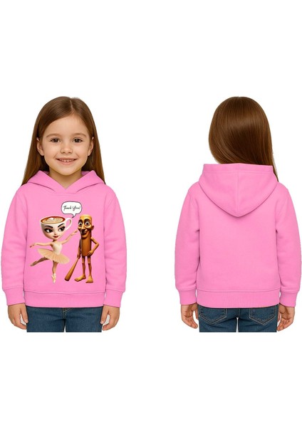 Unisex Brainrot Baskılı Çocuk Swaetshirt Kapüşonlu 3 Iplik Şardonlu