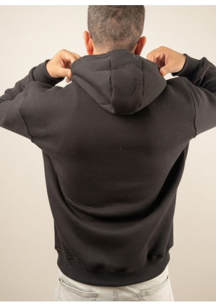 Erkek Oversize Kapüşonlu Pamuklu Sweatshirt, 3 Iplik Içi Polarlı Şardonlu Kalın Kışlık Sweat modelleri