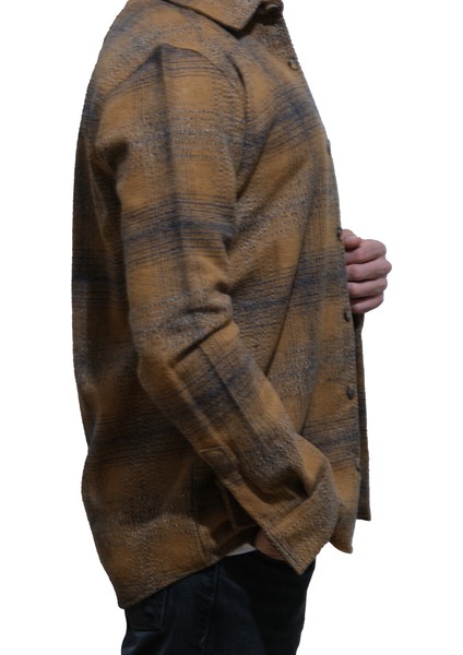 Erkek Oduncu Gömlek Uzun Kol Ekose Desen Koyu Kahve