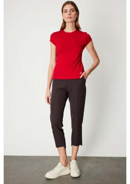 Kadın Sıfır Yaka Ay Kol Basic Bluz 61302 Kırmızı modelleri