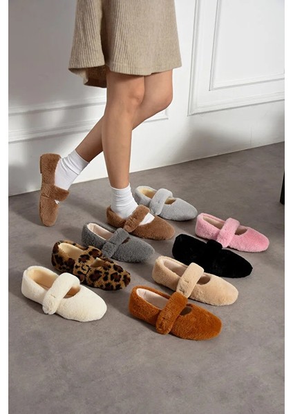 Luna Tavşan Tüyü Lastikli Kaydırmaz Taban Kadın Babet Panduf Ev Terliği fırsatları