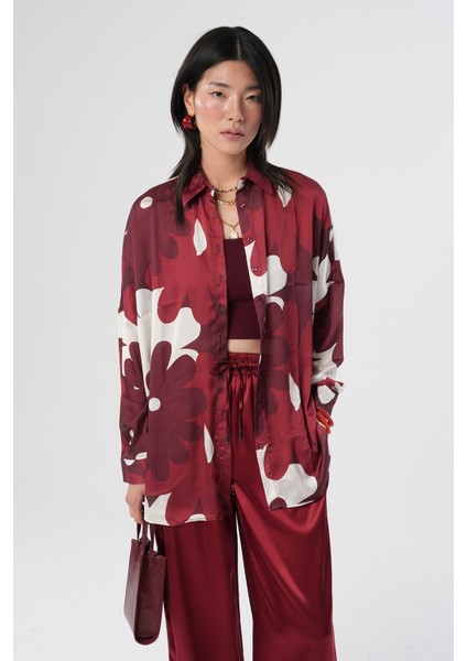 Kadın Çiçek Desenli Oversize Gömlek fiyatları