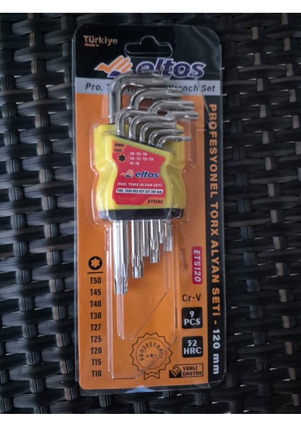 9 Parça Torx Alyan Seti 120 mm | Cr-V Krom Vanadyum Çelik | Profesyonel L Tipi Anahtar Seti – Yerli Üretim fiyatları