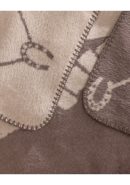 Maroux Çift Kişilik Jakarlı Pamuklu Battaniye - Bej/vizon