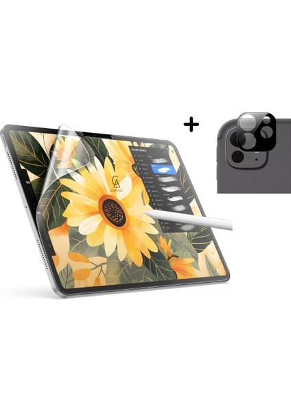 Apple iPad Pro 11 Inç 2025 M5 (A3357-A3358) ile Uyumlu Paperlike Kağıt Hissi Ekran Koruyucu ve Kamera Koruyucu