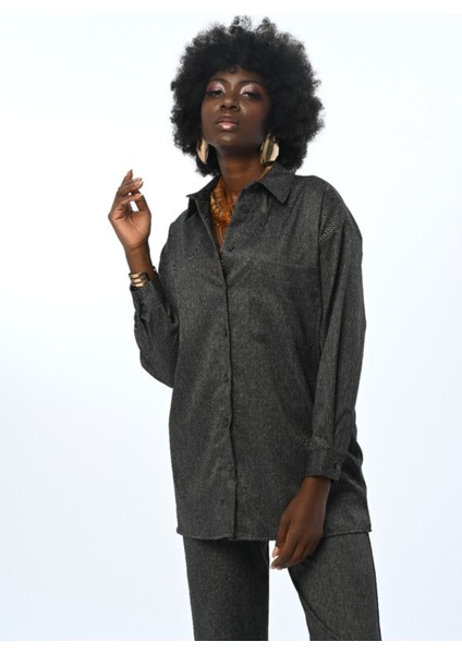 Kadın Düz Renk Tek Cepli Gömlek