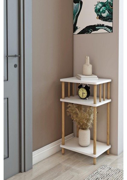 Beyaz Dresuar - Raflı- Ahşap- Salon Demonte 30X40X78