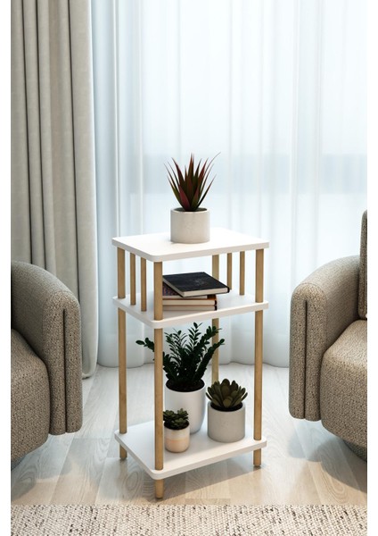 Beyaz Dresuar - Raflı- Ahşap- Salon Demonte 30X40X78 fırsatları