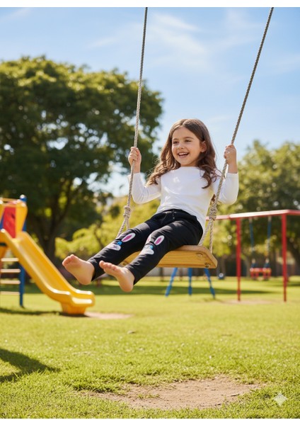 Ideal Sepet Tavşan Nakışlı %100 Pamuk Kız Çocuk Tayt